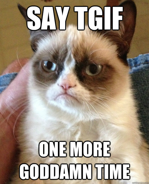 say tgif one more goddamn time - Grumpy Cat
