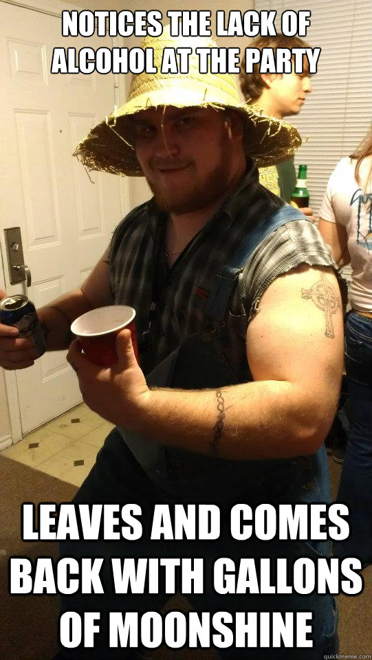 notices the lack of alcohol at the party leaves and comes ba -