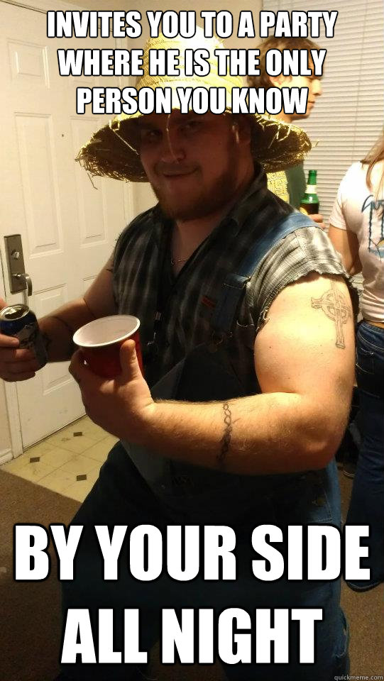 invites you to a party where he is the only person you know -