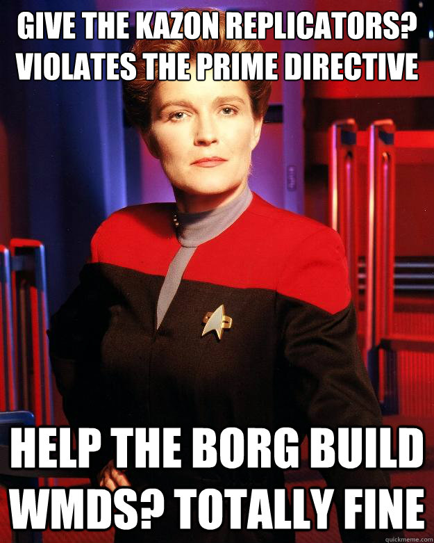 give the kazon replicators violates the prime directive hel - Destroy My Own Ship Janeway