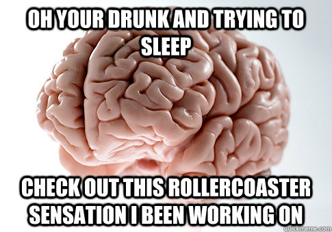 oh your drunk and trying to sleep check out this rollercoast - Scumbag Brain