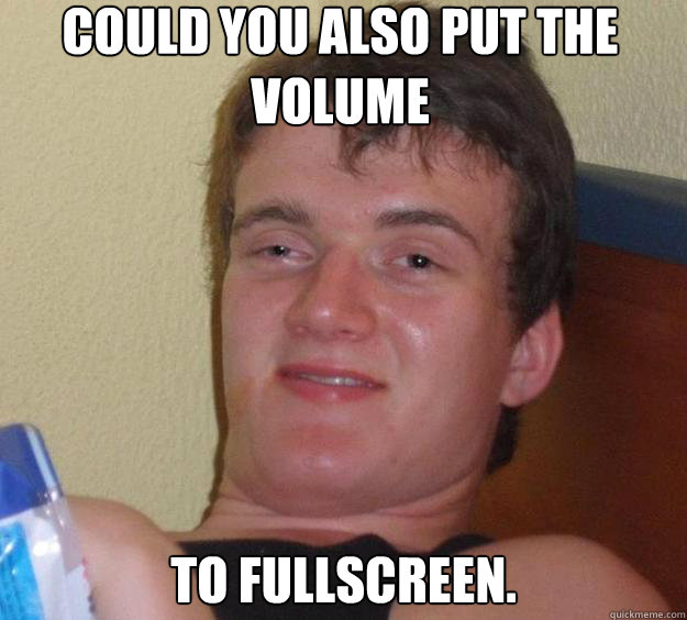 could you also put the volume to fullscreen - 10 Guy