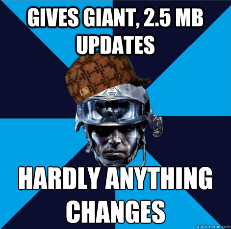 gives giant 25 mb updates hardly anything changes - Scumbag Battlefield 3 Guy