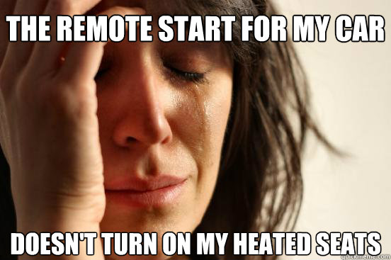 the remote start for my car doesnt turn on my heated seats - First World Problems