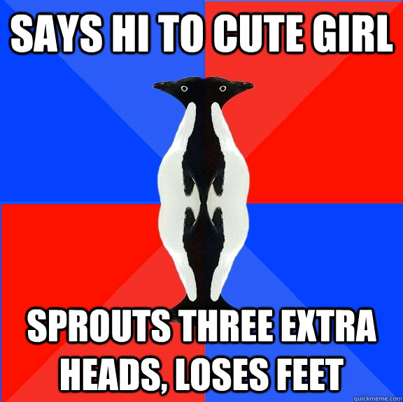 says hi to cute girl sprouts three extra heads loses feet - Horrifying DoublePenguin