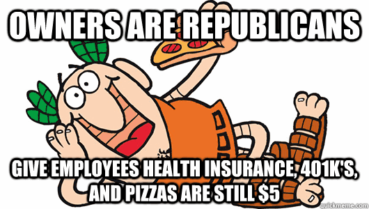 owners are republicans give employees health insurance 401k -