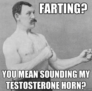 farting you mean sounding my testosterone horn - Overly Manly Man