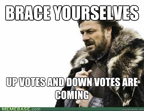 brace yourselves up votes and down votes are coming - BRACE YOURSELF