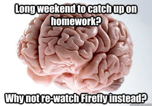 long weekend to catch up on homework why not rewatch firef - Scumbag Brain