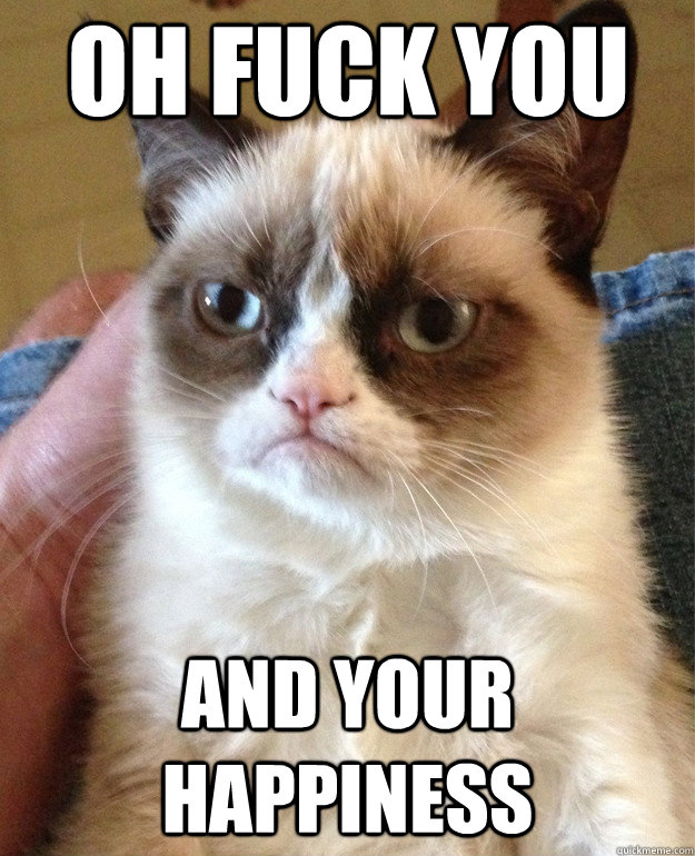 oh fuck you and your happiness - Grumpy Cat