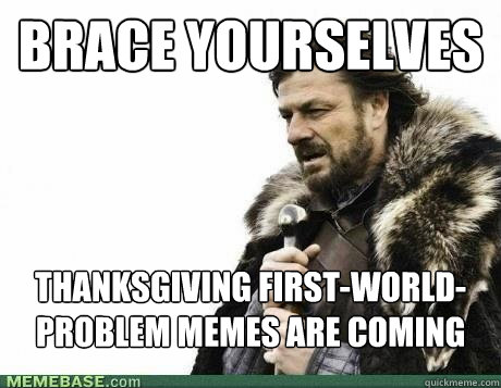 brace yourselves thanksgiving firstworldproblem memes are - BRACE YOURSELF