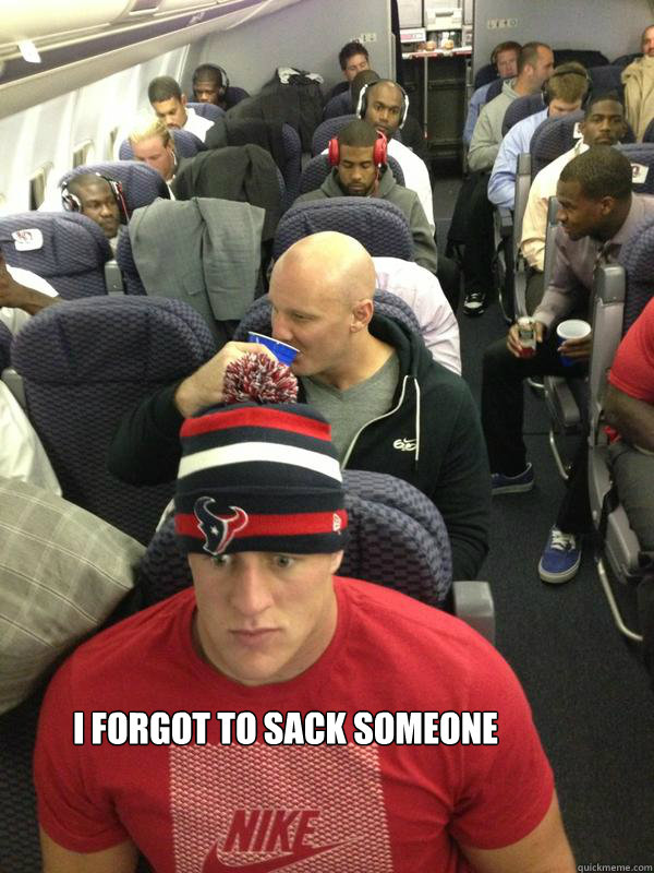 Picture of JJ Watt taken on the flight home from Chicago.