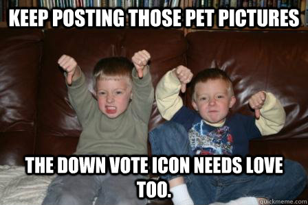 keep posting those pet pictures the down vote icon needs lov -
