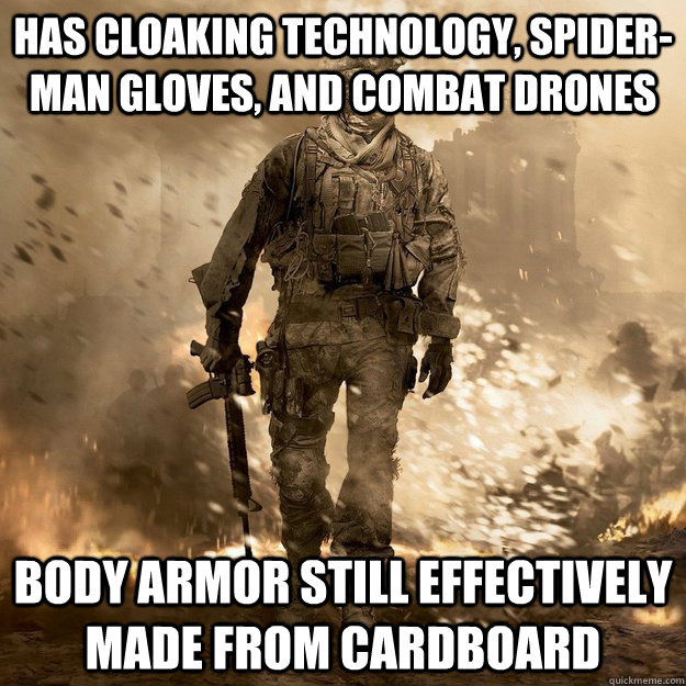 has cloaking technology spiderman gloves and combat drone - Call of Duty Logic