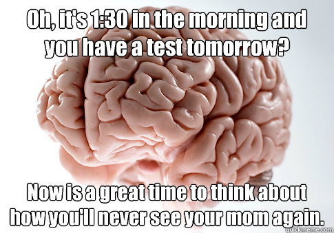 oh its 130 in the morning and you have a test tomorrow - Scumbag Brain