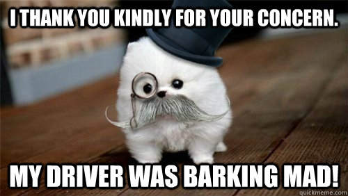 i thank you kindly for your concern my driver was barking m - Sir Geoffrey Puppington