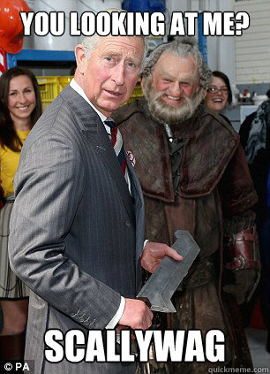 you looking at me scallywag - prince charles sword