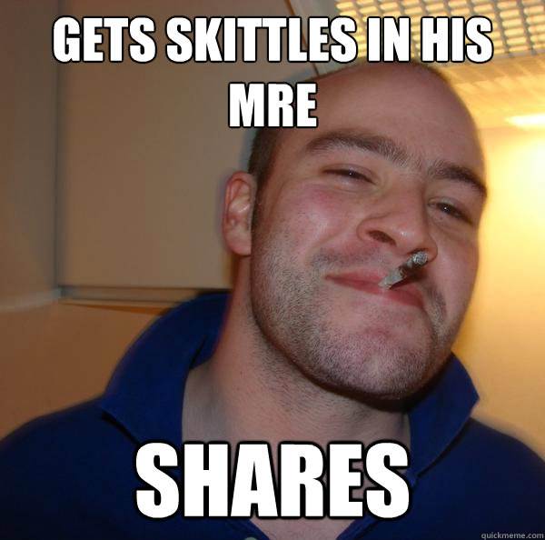 gets skittles in his mre shares - Good Guy Greg
