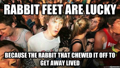 rabbit feet are lucky because the rabbit that chewed it off - Suddenly Clarity Clarence
