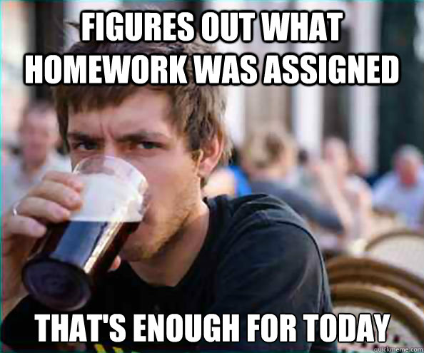 figures out what homework was assigned thats enough for tod - Lazy College Senior