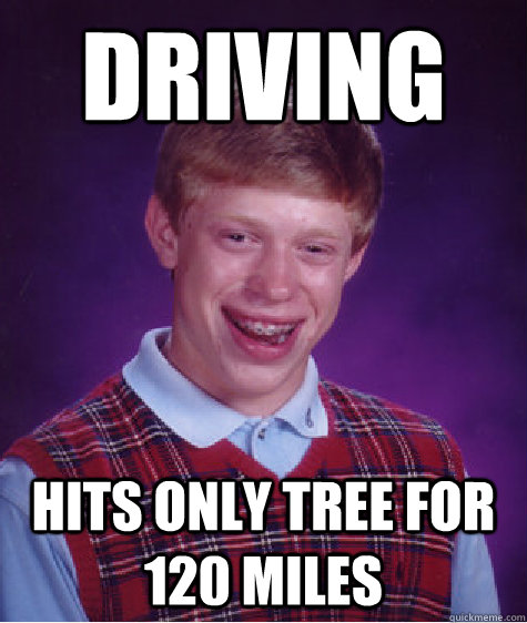 driving hits only tree for 120 miles - Bad Luck Brian