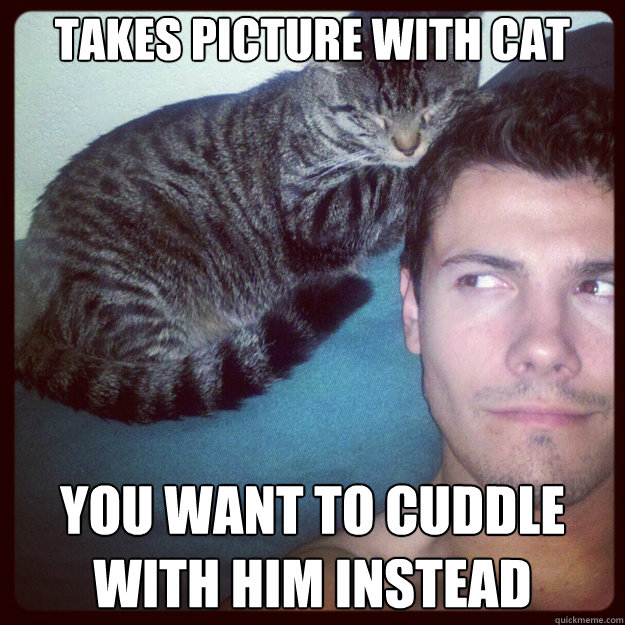 takes picture with cat you want to cuddle with him instead - Ridiculously photogenic cat-guy