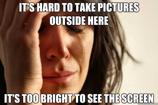 its hard to take pictures outside here its too bright to s - First World Problems