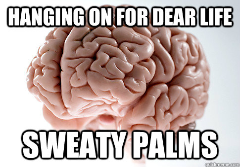 hanging on for dear life sweaty palms - Scumbag Brain
