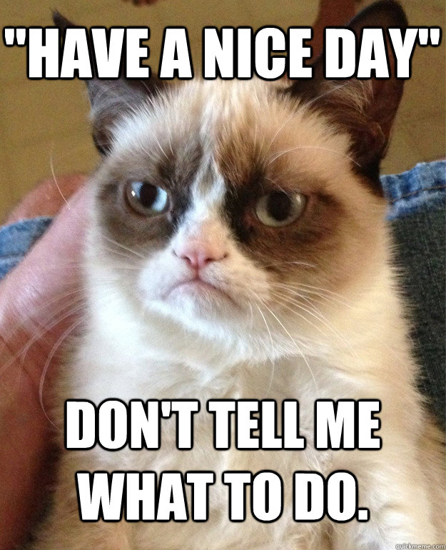 have a nice day dont tell me what to do - Grumpy Cat