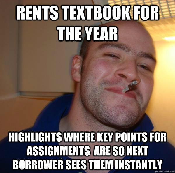 rents textbook for the year highlights where key points for - Good Guy Greg