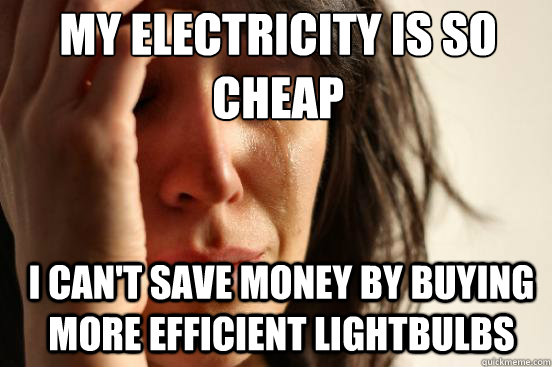 my electricity is so cheap i cant save money by buying mor - First World Problems