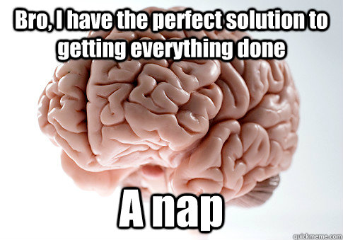 bro i have the perfect solution to getting everything done - Scumbag Brain
