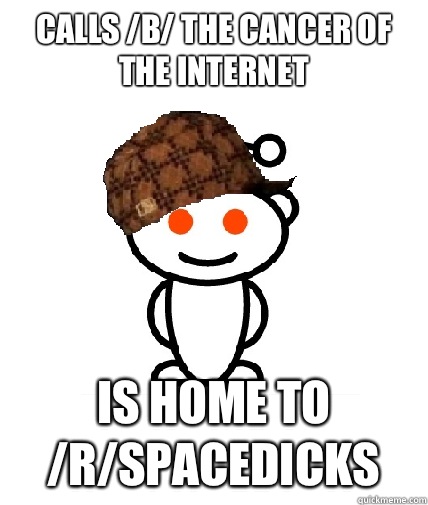Calls b the cancer of the Internet Is home to rspacedicks - Scumbag Redditor