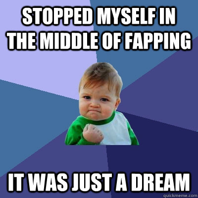 stopped myself in the middle of fapping it was just a dream - Success Kid