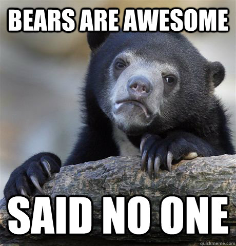 bears are awesome said no one - Confession Bear