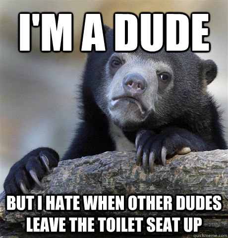 im a dude but i hate when other dudes leave the toilet seat - Confession Bear