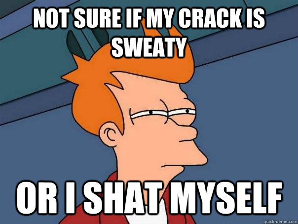 not sure if my crack is sweaty or i shat myself - Futurama Fry