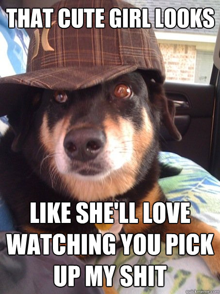 that cute girl looks like shell love watching you pick up m - Scumbag dog