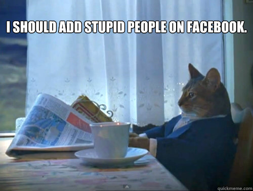 i should add stupid people on facebook - The One Percent Cat