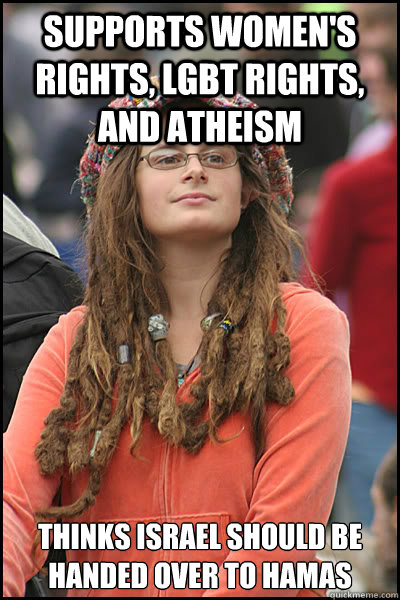 supports womens rights lgbt rights and atheism thinks isr - College Liberal