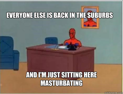 everyone else is back in the suburbs and im just sitting he - Spiderman