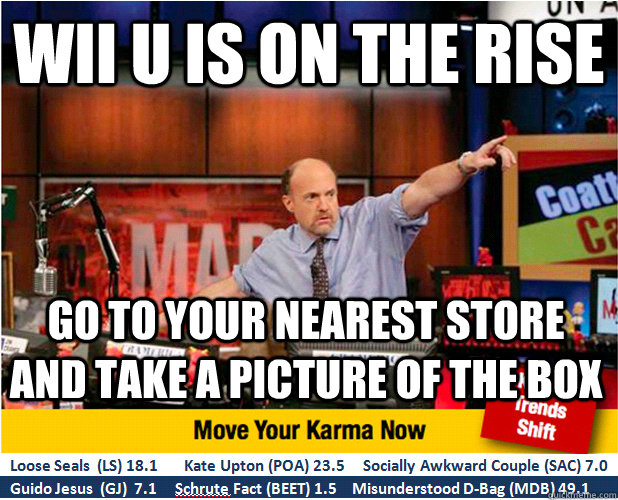 wii u is on the rise go to your nearest store and take a pic - Jim Kramer with updated ticker