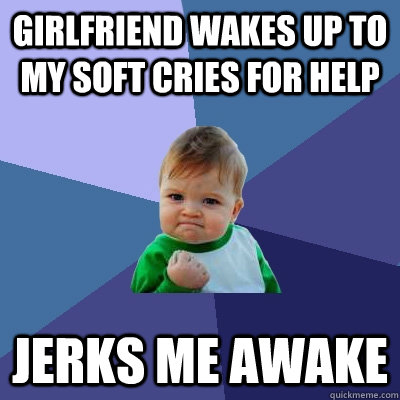 girlfriend wakes up to my soft cries for help jerks me awake - Success Kid