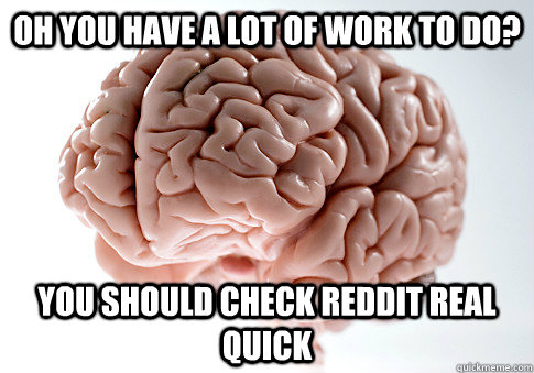oh you have a lot of work to do you should check reddit rea - Scumbag Brain