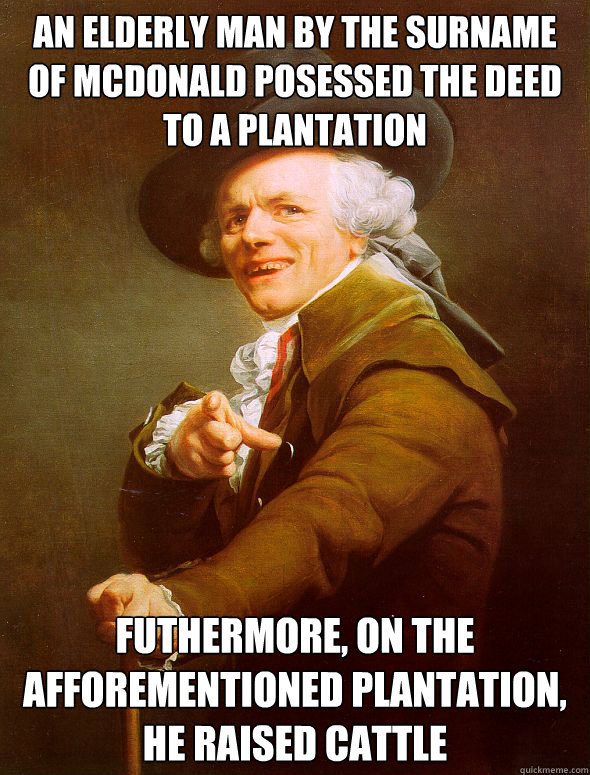 an elderly man by the surname of mcdonald posessed the deed - Joseph Ducreux