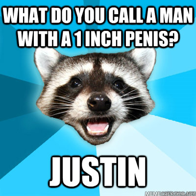 what do you call a man with a 1 inch penis justin - Lame Pun Coon