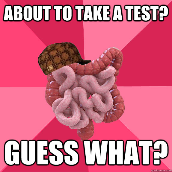 about to take a test guess what - Scumbag Intestines