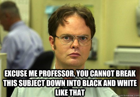 excuse me professor you cannot break this subject down into - Dwight K Schrute