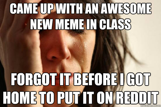 came up with an awesome new meme in class forgot it before i - First World Problems