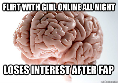 flirt with girl online all night loses interest after fap - Scumbag Brain